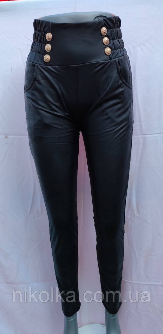 Лосини утеплені жіночі шкірзам оптом, S/M-L/XL рр., арт. Si-Y125A, фото 1