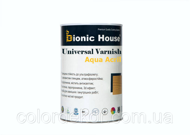 Універсальний лак (акрил — стирол) на водній основі "Varnish universal" Глянсовий 0,8 л