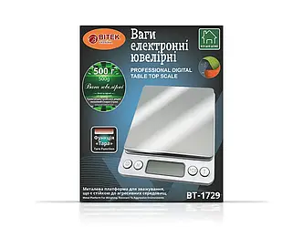 Ваги електронні ювелірні 500г точність 0,01г BITEK BT-1729 50шт 6605
