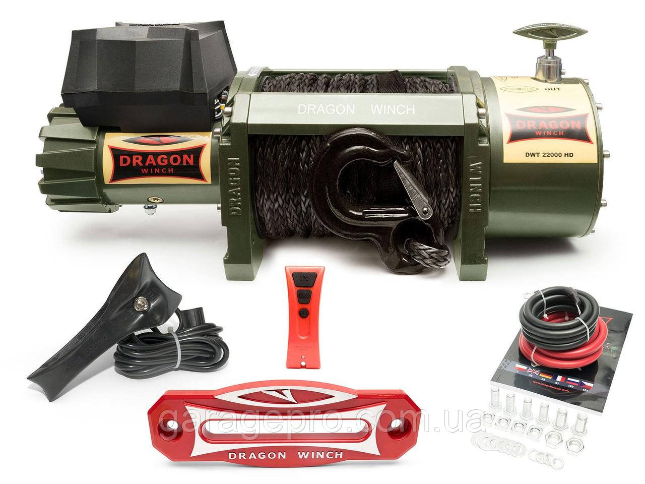 Електрична лебідка Dragon Winch Truck 22000HDs (синтетичний трос / 24 Вольт / 9979 кг))