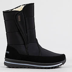 Дутики жіночі зимові на липучку чорні з хутром (3104)