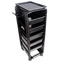 Візок перукарський/барберський на 5 відділень чорного кольору (артикул JRL-TL00025)