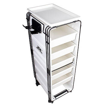 Професійний візок перукарський/барберський JRL на 5 відділень білого кольору (JRL-TL00024)