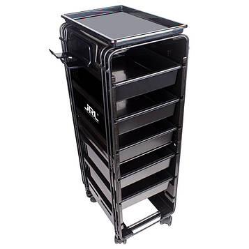 Професійний візок перукарський/барберський на 5 відділень чорного кольору (артикул JRL-TL00025)