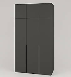 Маленька розпашна шафа 3д 135 см для одягу у спальню з антресоллю під стелю Сан Маріно графіт з довгими ручками висота 240 см