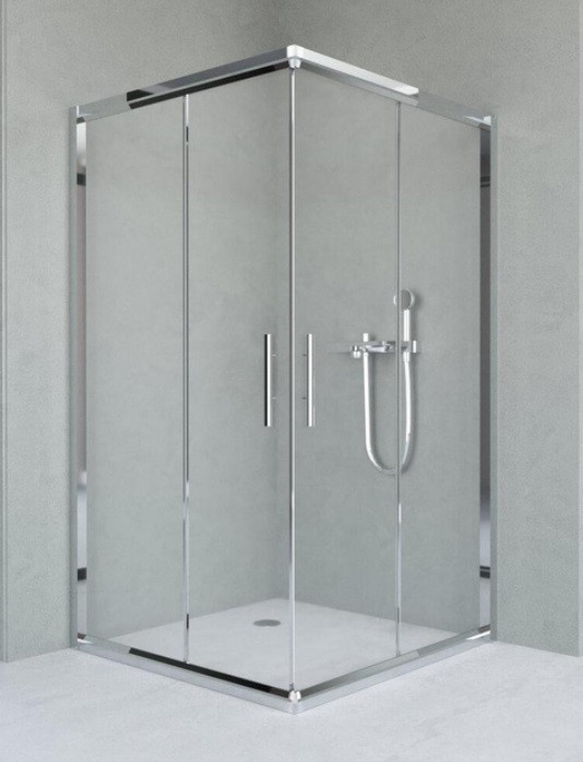 Душова кабіна Aquanil INDIANA 95х95х190, розсувні двері, профіль сріблястий, прозоре скло, фото 1