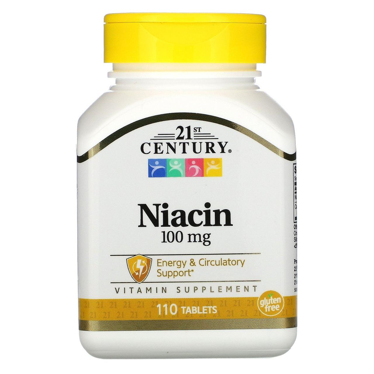 Вітамін В3 21st Century (Niacin) 100 мг 110 таблеток BX842, фото 1
