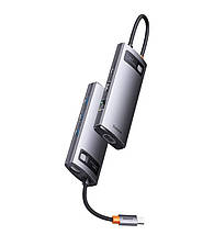 Usb хаб мережевий Baseus Metal Gleam Type-C розгалужувач на 7 портів перехідник для пк USB 3.0, фото 3