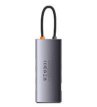 Usb хаб мережевий Baseus Metal Gleam Type-C розгалужувач на 7 портів перехідник для пк USB 3.0, фото 4