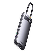 Usb хаб мережевий Baseus Metal Gleam Type-C розгалужувач на 7 портів перехідник для пк USB 3.0, фото 5