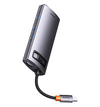 Usb хаб мережевий Baseus Metal Gleam Type-C розгалужувач на 7 портів перехідник для пк USB 3.0, фото 6