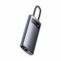 Usb хаб мережевий Baseus Metal Gleam Type-C розгалужувач на 4 порта перехідник для пк USB 3.0, фото 3