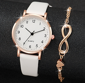 Жіночий наручний кварцовий годинник Infinity білий годинник + браслет