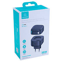 Зарядний пристрій чорний US-CC209 PD35W Dual Port GaN Fast Charger With Lightning Magnetic Telescopic Cable, фото 5
