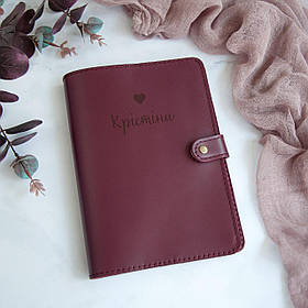 Шкіряний блокнот A5 гравіювання на замовлення та змінні блоки паперу Бордовий А5 | Подарунок дівчині