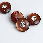 Гудзик перламутровий з камнем цегляний 13мм