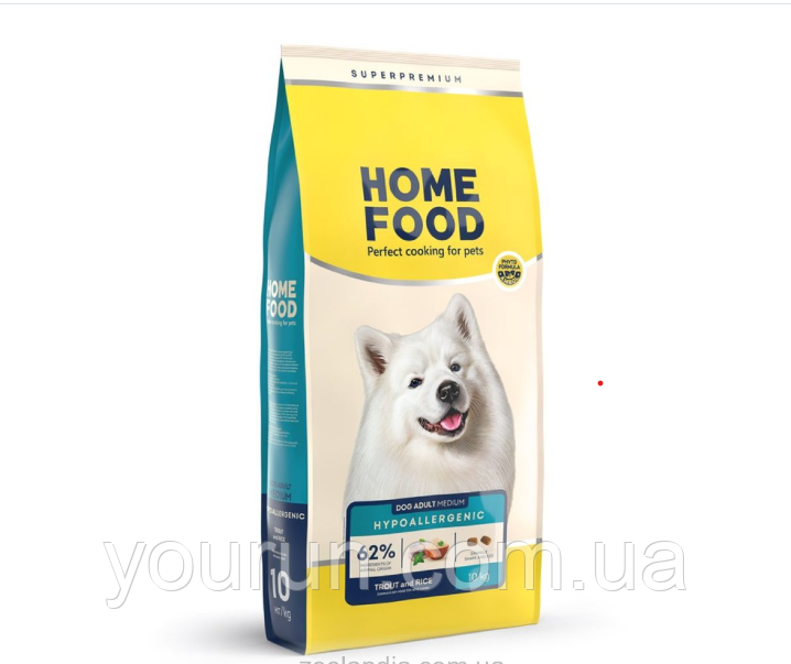 Home Food (Хом Фуд) - Гіпоалергенний корм для дорослих собак середніх порід (форель з рисом і овочами) 10кг