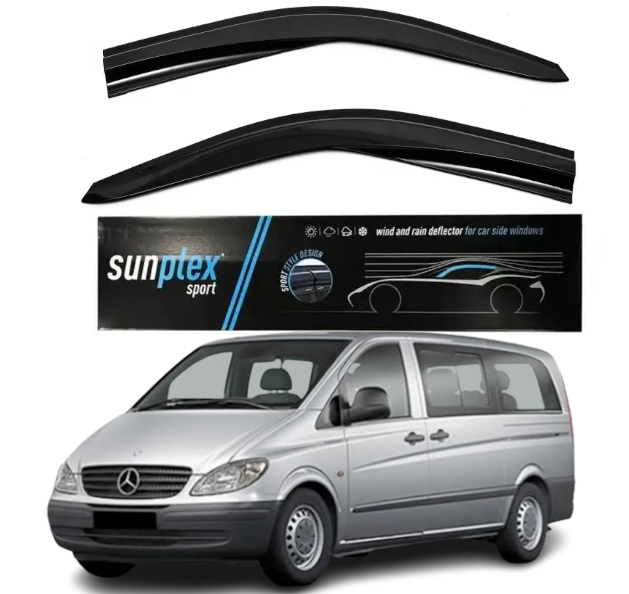 Дефлектори вікон вітровики для Mercedes Vito II 2003-2022 (скотч) Sunplex Туреччина, фото 1