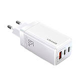 Мережевий зарядний пристрій Usams US-CC110 T33 65W 3 Ports GaN Mini Fast Charger white, 3 USB порти, швидка зарядка PD3.0, фото 2