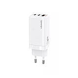 Мережевий зарядний пристрій Usams US-CC110 T33 65W 3 Ports GaN Mini Fast Charger white, 3 USB порти, швидка зарядка PD3.0, фото 4