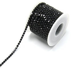 Стразовий ланцюг ss6 (2 мм) 1 м Jet black