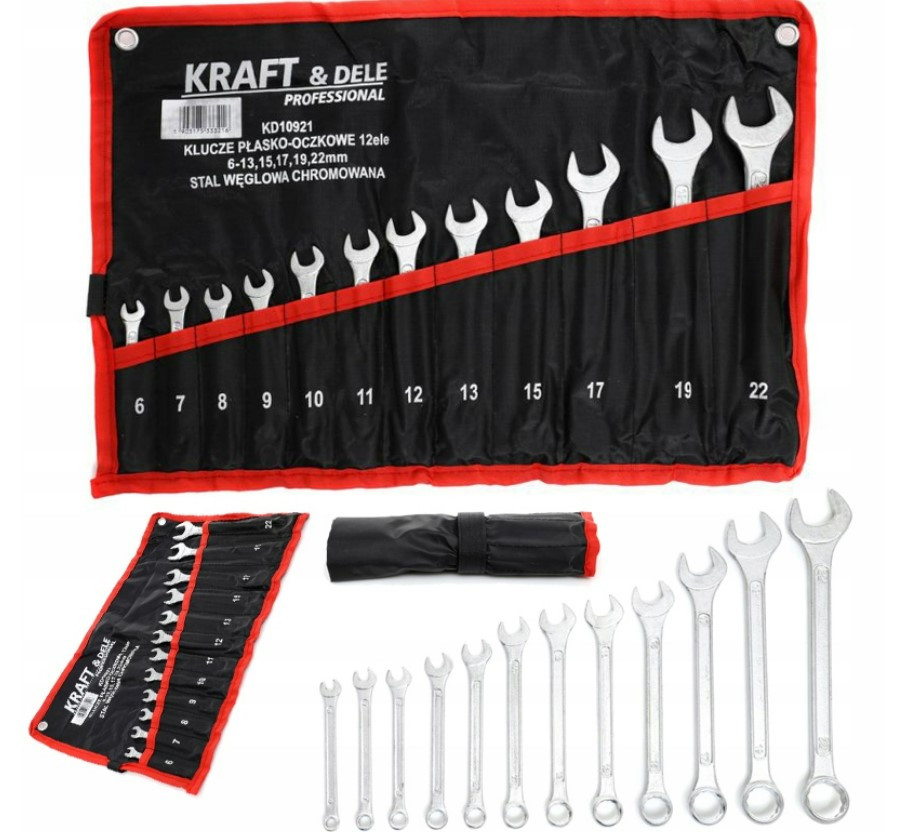 Набір комбінованих рожково-накидних ключів 6-22 мм Kraft&Dele KD10921 Польща, фото 1