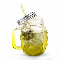 Джар Банка кухоль з трубочкою Колор-ананас 500 мл, Жовтий, фото 4