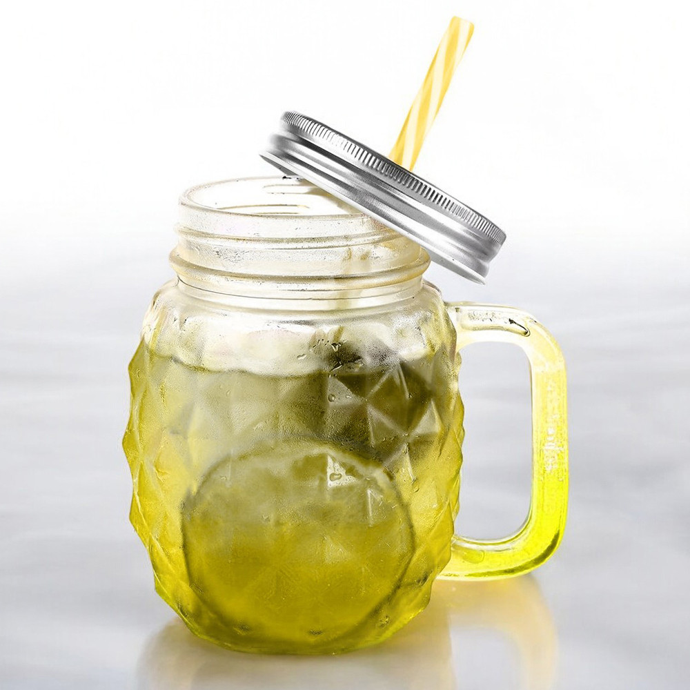 Джар Банка кухоль з трубочкою Колор-ананас 500 мл, Жовтий