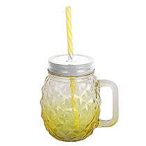 Джар Банка кухоль з трубочкою Колор-ананас 500 мл, Жовтий, фото 2