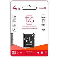 Карта пам'яті Micro SD 4Gb T&G Class 10 із адаптером