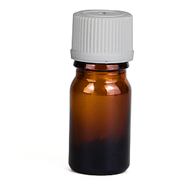 Коричневий скляний флакон для косметики, ліків, вітамінів, 5 мл стандарту 18/410 З білою кришкою