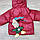 Куртка дитяча єврозима з капюшоном МІШКА для дівчинки 2-6 років, червоного кольору, фото 2