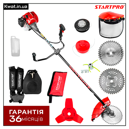Бензокоса Мотокоса 5.7 л з START PRO SGT-4200 Дві фрези з побідитом Диск 3Т Котушка 3 шт, фото 1