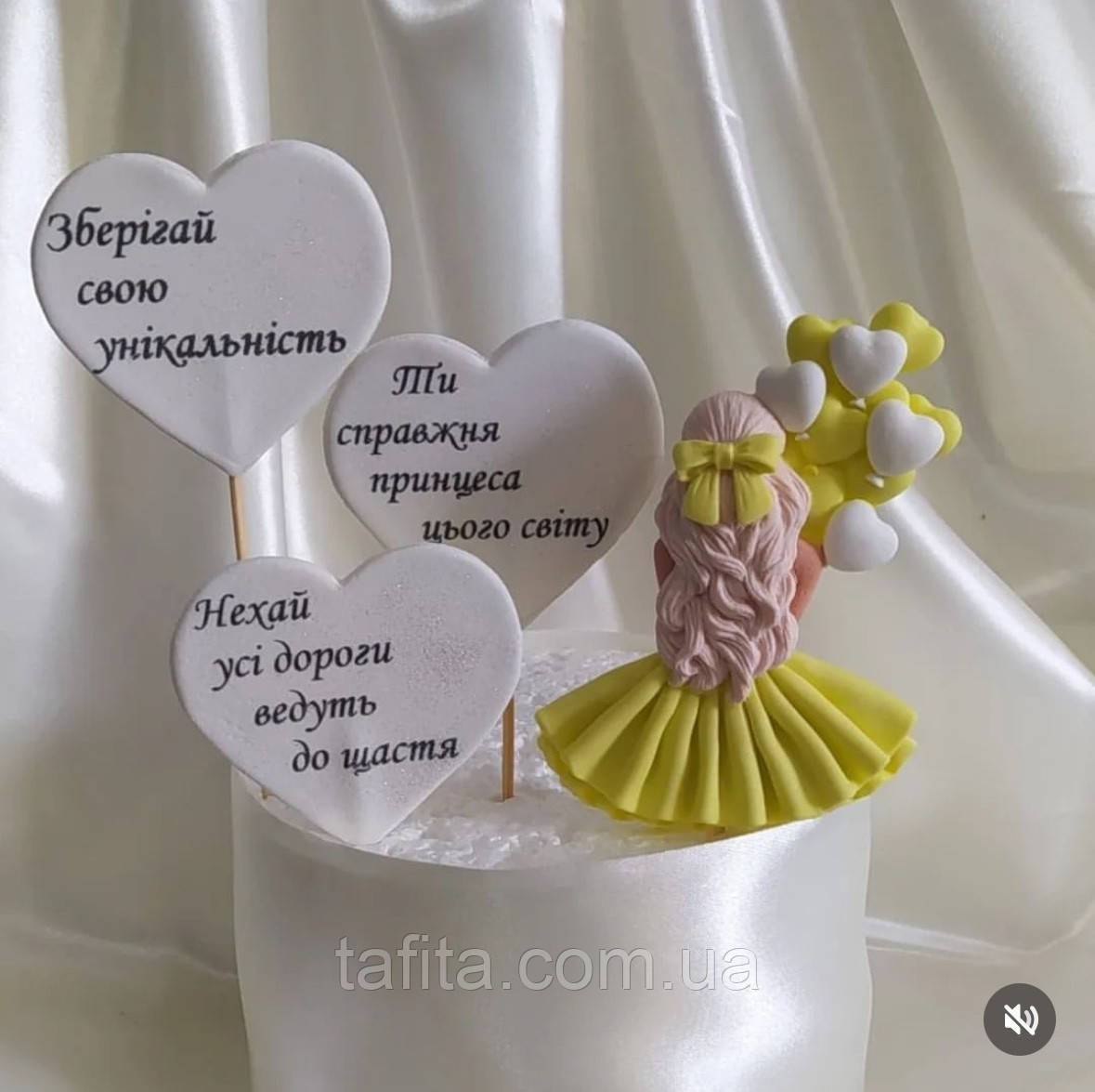 Набір топерів з мастики Дівчинка з побажаннями жовта