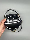 Дефект! Жіноча кругла сумка BASKETBALL м'яч на ланцюжку чорна, фото 5