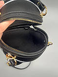 Дефект! Жіноча кругла сумка BASKETBALL м'яч на ланцюжку чорна, фото 3