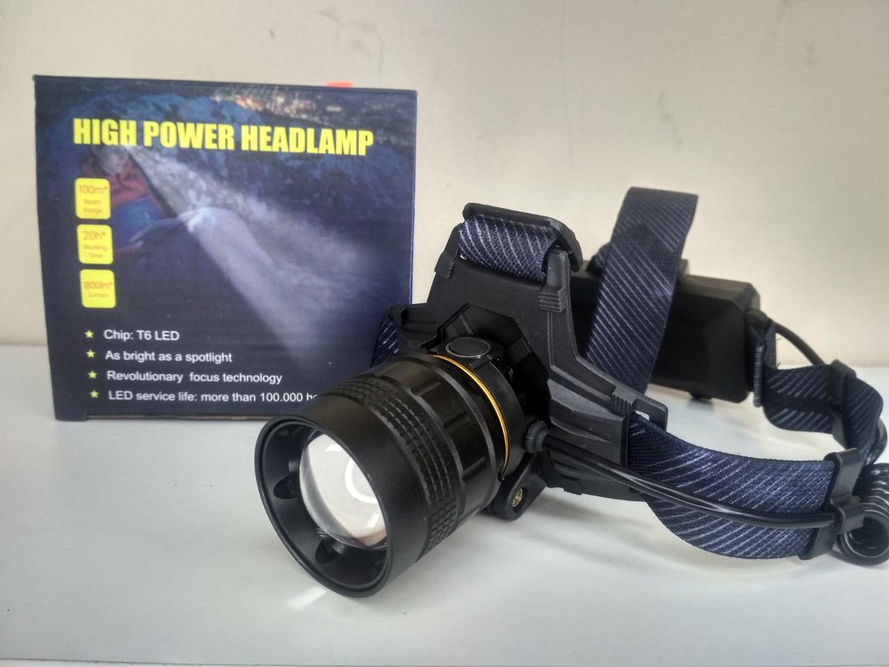 Ліхтар налобний BL-8076-2-GT100, 2x18650, zoom, ЗУ Type-C, Box, фото 1