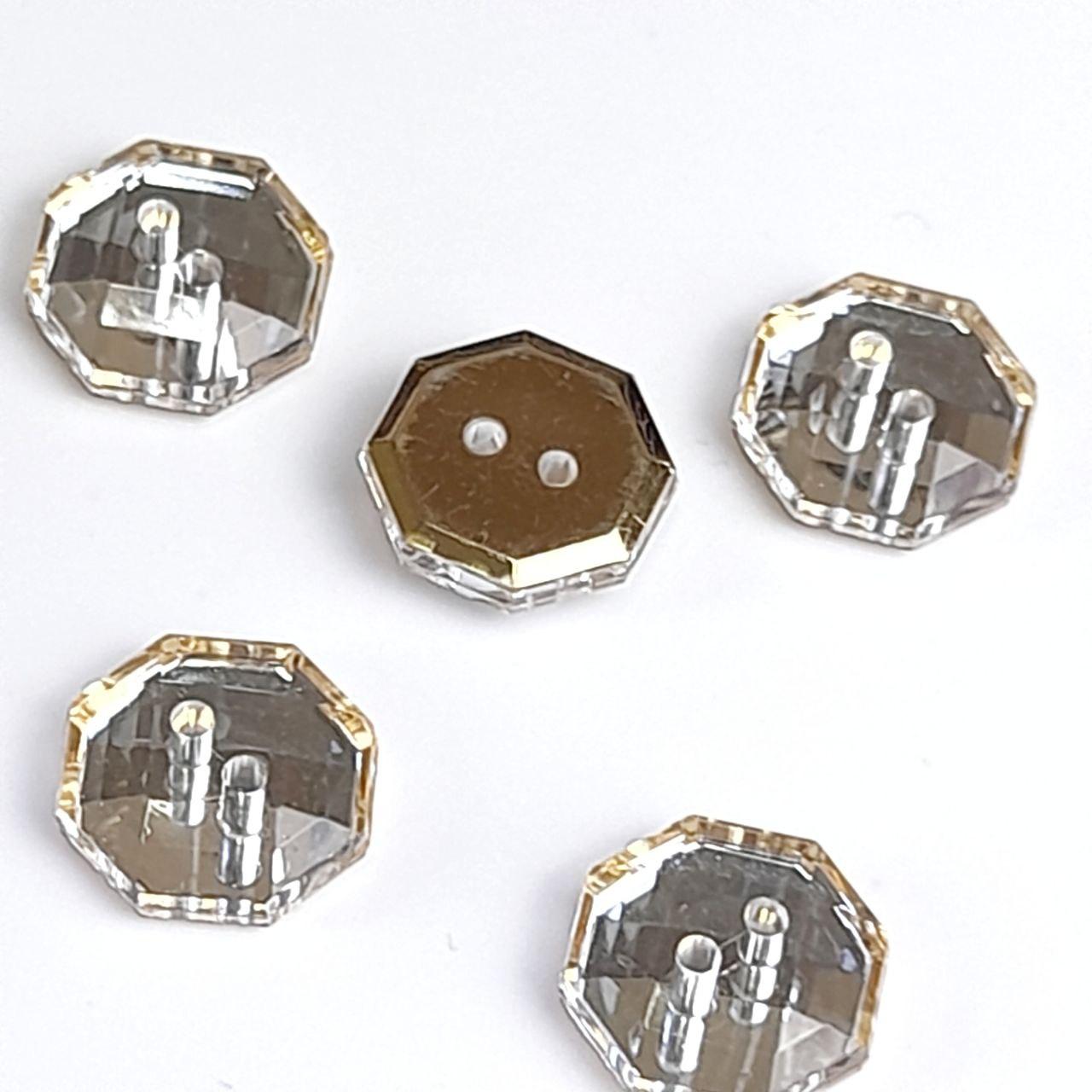 Гудзик блискучий сріблястий з золотистим обідком прошивний 13мм, фото 1