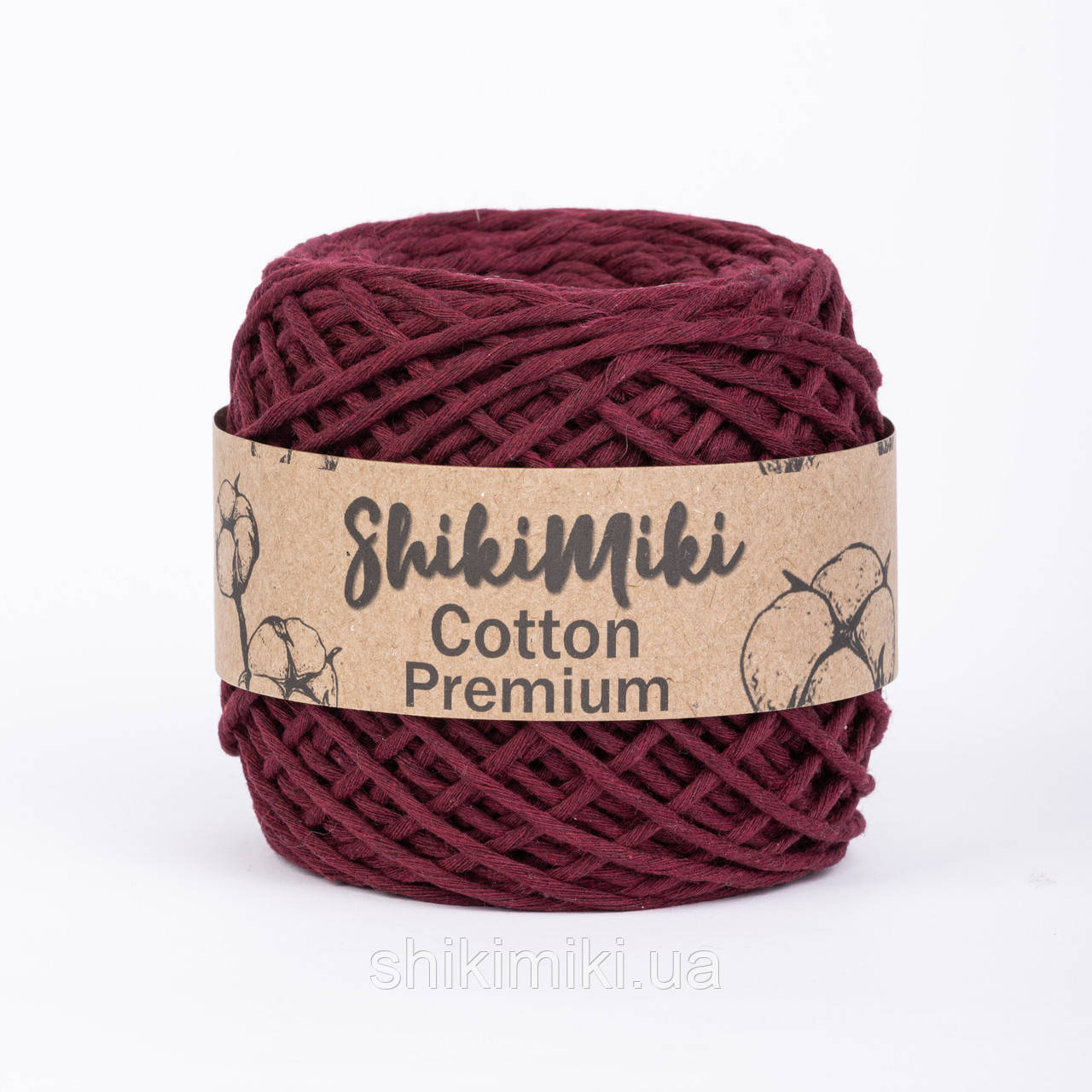 Еко шнур Shikimiki Cotton Premium 2 мм, колір Бургунді