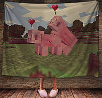 Плед с 3D принтом - Майнкрафт две свинки 150х200 см.