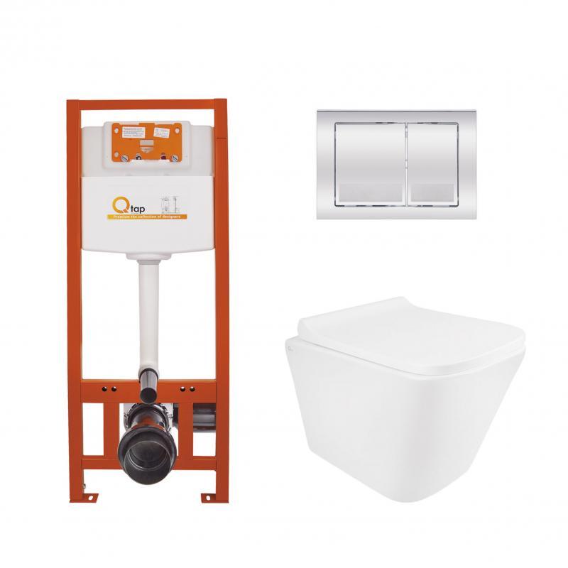 Комплект: Qtap Tern Ultra Quiet унітаз підвісний QT1733052EUQW + Nest комплект інсталяції 4в1 (квадратна, фото 1