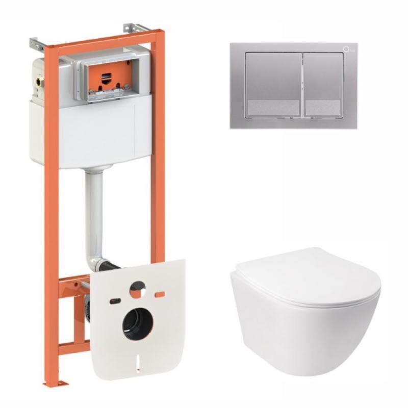 Комплект: Qtap Jay Ultra Quiet унітаз підвісний QT07335177W + Nest комплект інсталяції 4в1 (квадратна клавіша, фото 1