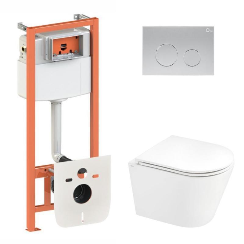 Комплект: Qtap Scorpio Ultra Quiet унітаз підвісний QT1433053EUQW + Nest комплект інсталяції 4в1 (кругла, фото 1