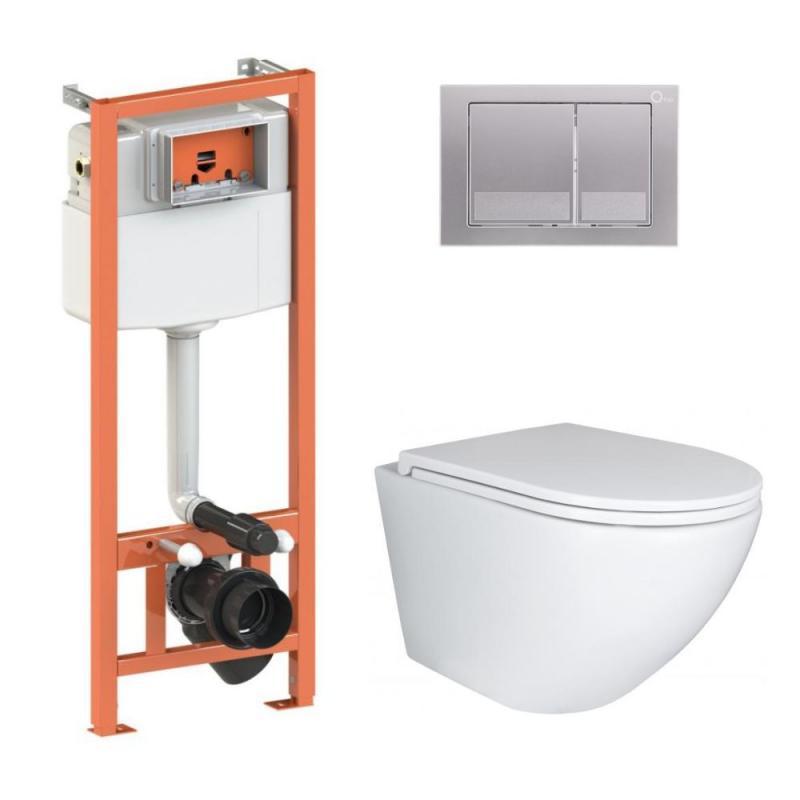 Комплект: Qtap Robin Ultra Quiet уніт. підвісний QT1333046EUQW+Nest комплект інсталяції 4в1 (квадратна клавіша, фото 1