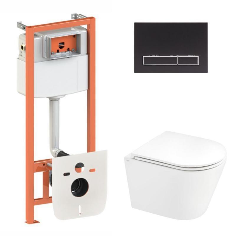 Комплект: Qtap Scorpio Ultra Quiet унітаз підвісний QT1433053EUQW + Nest комплект інсталяції 4в1 (лінійна, фото 1