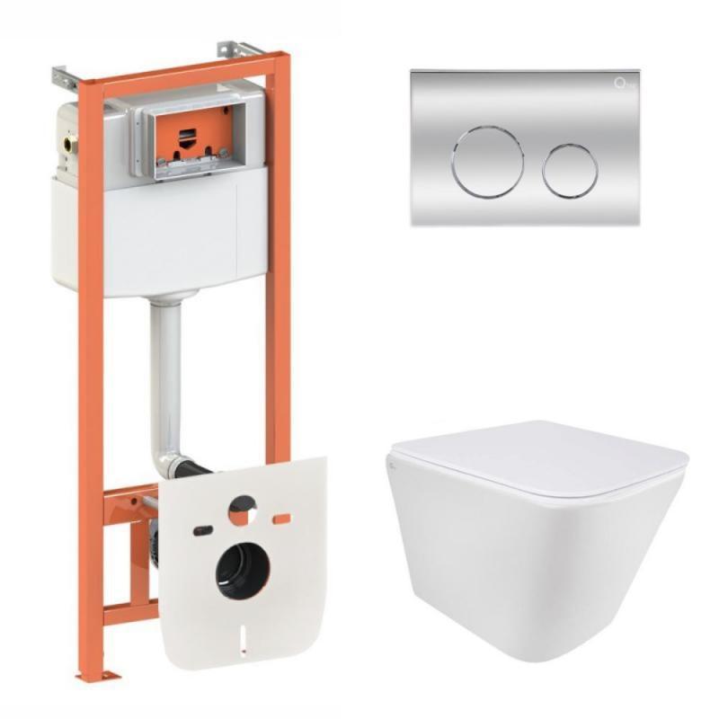 Комплект: Qtap Tern Ultra Quiet унітаз підвісний QT1733052EUQW + Nest комплект інсталяції 4в1 (кругла клавіша, фото 1