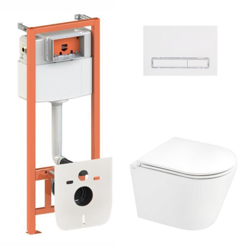 Комплект: Qtap Scorpio Ultra Quiet унітаз підвісний QT1433053EUQW + Nest комплект інсталяції 4в1 (лінійна, фото 1