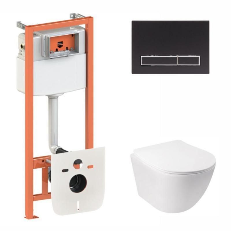 Комплект: Qtap Jay Ultra Quiet унітаз підвісний QT07335177W + Nest комплект інсталяції 4в1 (лінійна клавіша, фото 1