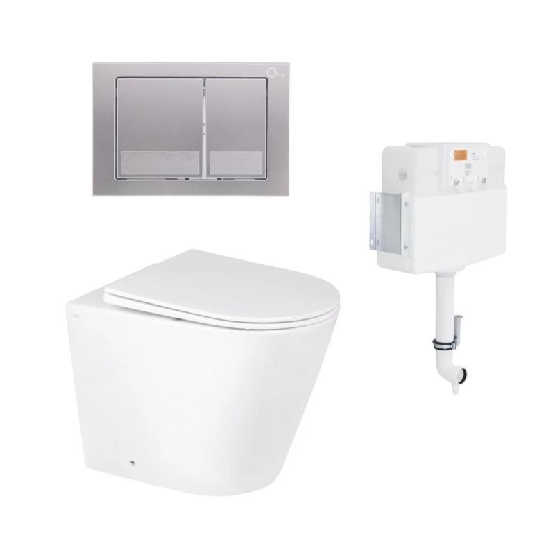 Комплект: Qtap Swan унітаз підлоговий Rimless QT16223178W + Nest комплект інсталяції 2в1 (квадратна клавиша, фото 1