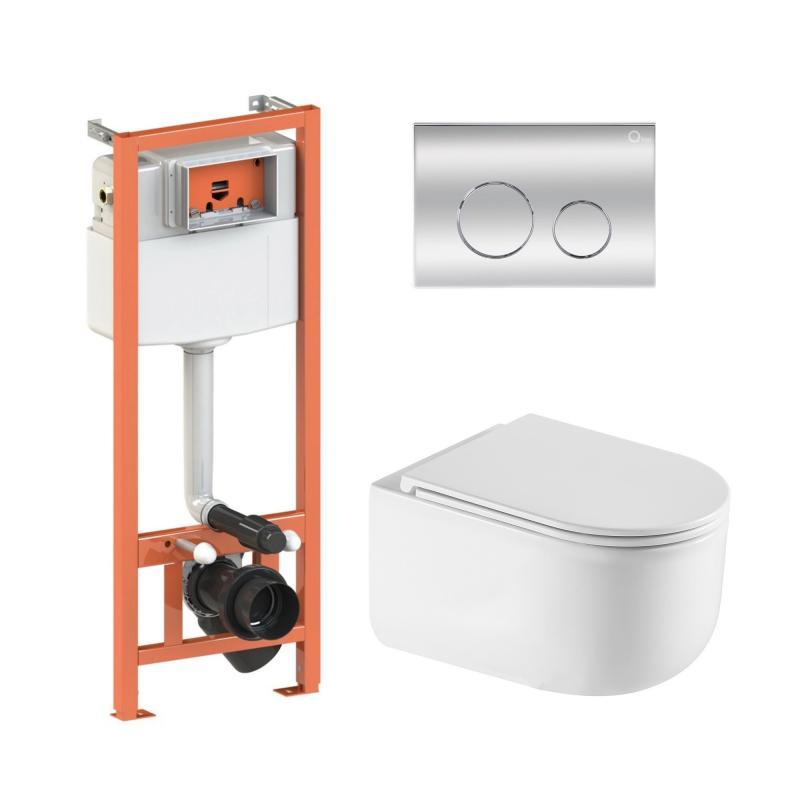 Комплект: Qtap Taurus Ultra Quiet унітаз підвісний QT2433084EUQW + Nest комплект інсталяції 4в1 (Клавіша, фото 1
